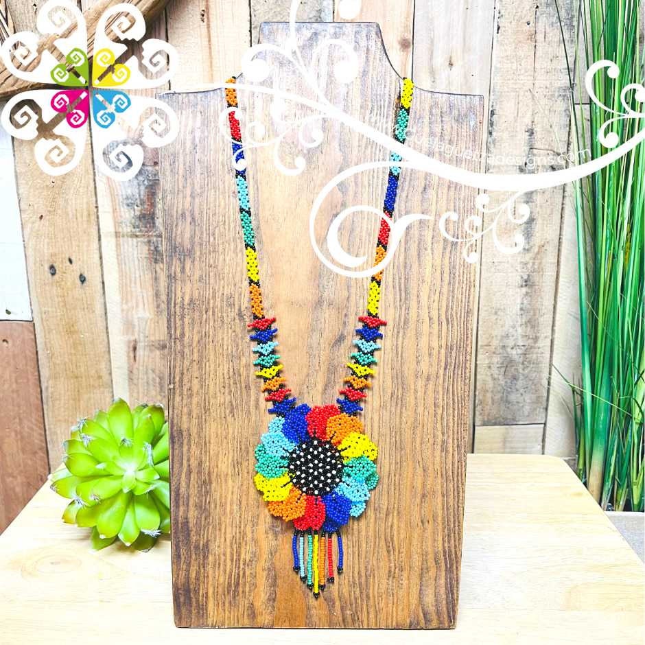 Sunflower Beaded Necklace - Mexican Beaded Jewelry - Collar