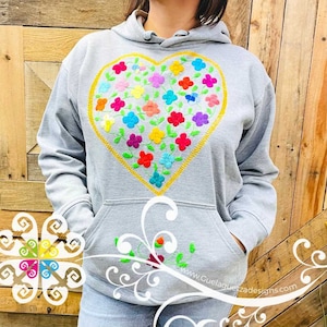 Gray Embroider Women Hoodie- Mexican Hoodie - Sudadera Bordada