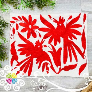 Red Otomi Decorative Pillow Cases - with Zipper - Mexican Authentic Pillowcase