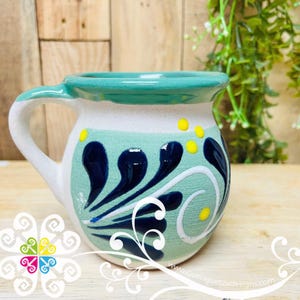 Jarrito Mexicano de Barro Decorado Individualmente - Taza Hecha a Mano