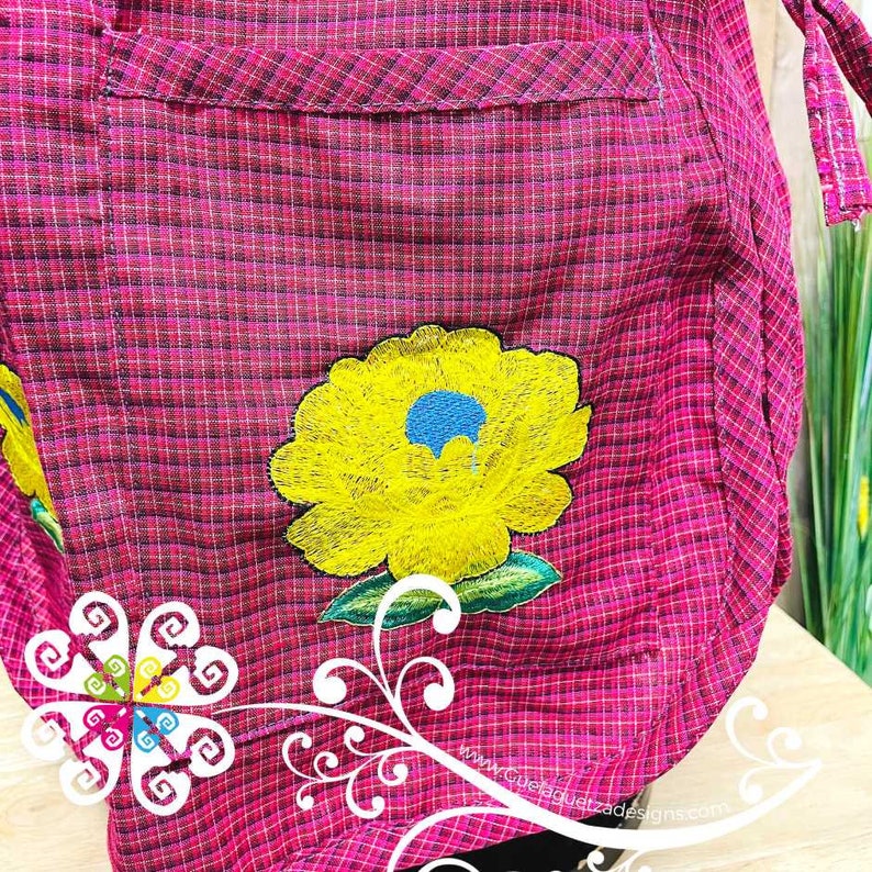 Burgandy Escapulario Embroider Apron - Mandil Artesanal