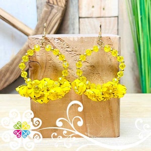 Rose Hoops - Palm Earrings - Authentic Mexican Earring - Aretes Mexicanos