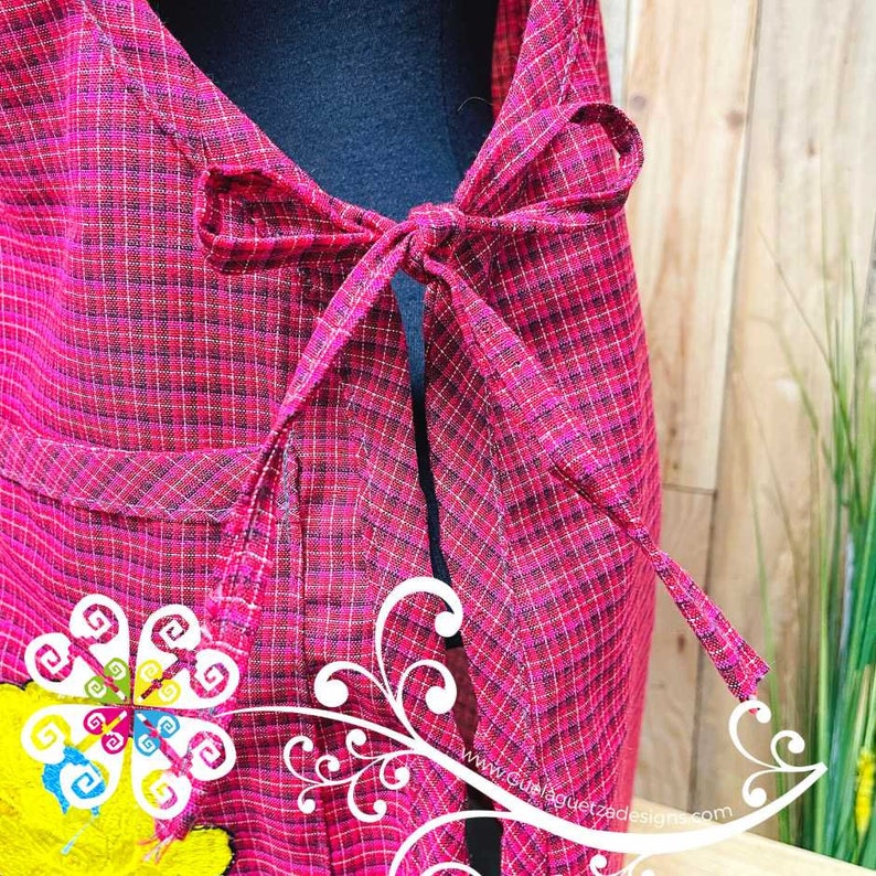 Burgandy Escapulario Embroider Apron - Mandil Artesanal