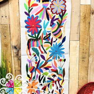 Large Multicolor Otomi Table Runner - Tenango Embroider - Mexican Table Runner - Camino de Mesa Bordado Otomi