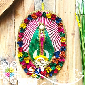 Virgen Guadalupe Grande - Decoración de Pared de Palma - Guadalupano - México