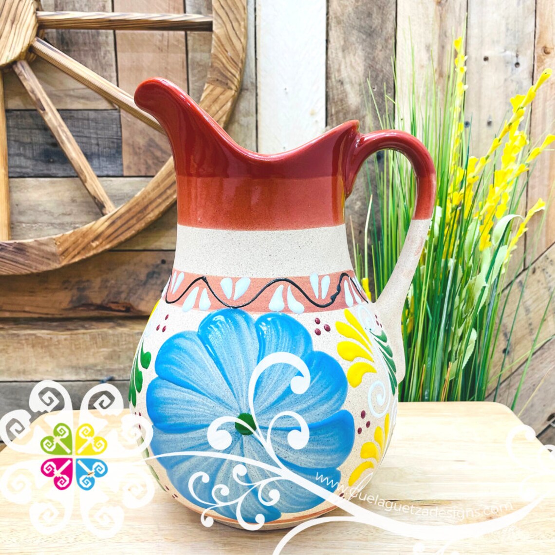 Engobe with Black Espiga Large Pato Clay Pitcher - Jarro de Barro main image 1
