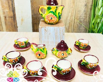 Miniature Tea Set Unique Gift Mexican Clay Play Set