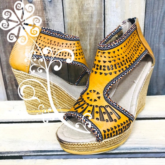 yellow summer wedges