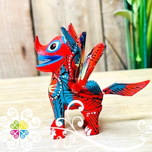 Mini Dante Dog Alebrije - Handmade Wood Figure - Stocking Gift - Unique Gift - Mexican Alebrije