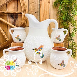 Colibri White Espiga Pato Pitcher Set - 4 Mugs