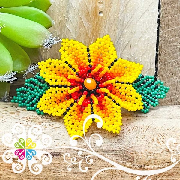 Huichol Hair Barrette Clip - Arte Huichol - Accesorio para el Cabello Mexicano