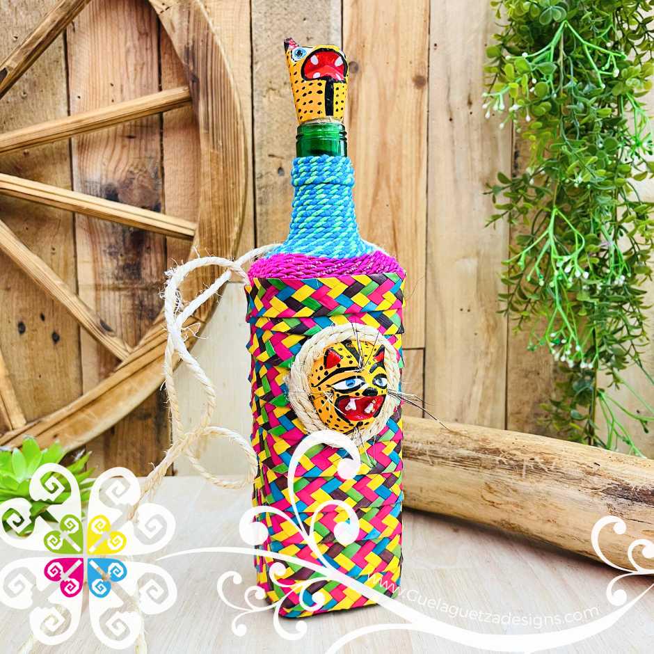 Jaguar Palma Glass Bottle Container - Mexican Home and Kitchen