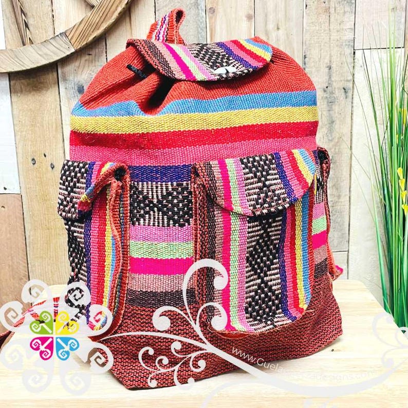 Large Boho Backpack with 3 Pockets - - Mochila Escolar