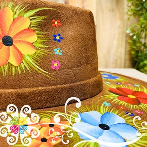 Tan Heart Mitla Velvet Hat - Hand Painted Hat