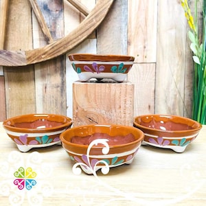 Light Brown Set of 4 Small Molcajete Barro - Mexican Kitchen - Molcajete Set - Mexican Clay Bowl