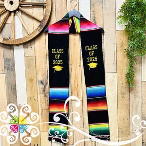Embroider Sarape Graduation Stole - Mexican Stole - Authentic Stole - Class of 2025