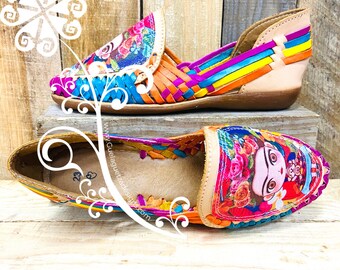 Multicolor Frida Leather Flats – Handwoven Mexican Shoes