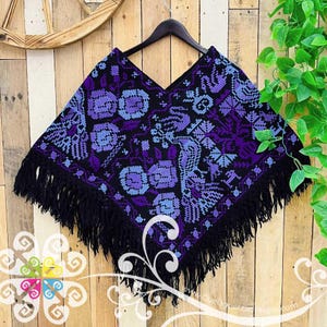Colors Peacock Design Embroider Poncho - Mañanita - Mexican Poncho