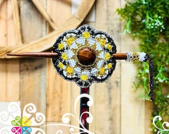 Beaded Hair Brooch - Huichol Art - Mexican Hair Accessory