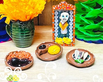 Ofrenda Comidita Food Plates - Day of Dead Altar Decor - Ofrenda Decor -Decoracion Dia de Muertos