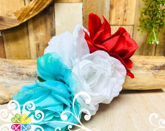 Tricolor Flower Headband - Mexican Headband - Frida Headband - 5 de Mayo Headband