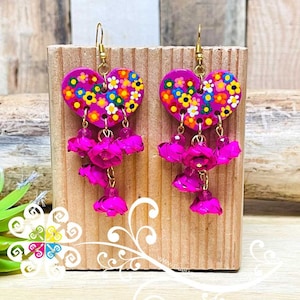 Floral Heart - Palm Earrings - Authentic Mexican Jewelry - Handmade Jewelry