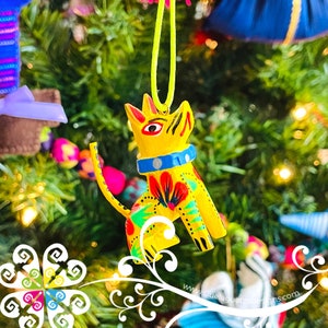 Dog Alebrije - Christmas Mexican Ornament - Mexican Hand Carved Figurine