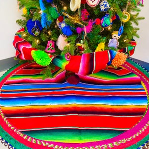 Mexican Sarape Christmas Tree Skirt -  Colorful Mexican Sarape