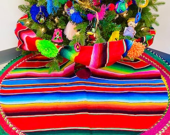 Mexican Sarape Christmas Tree Skirt -  Colorful Mexican Sarape