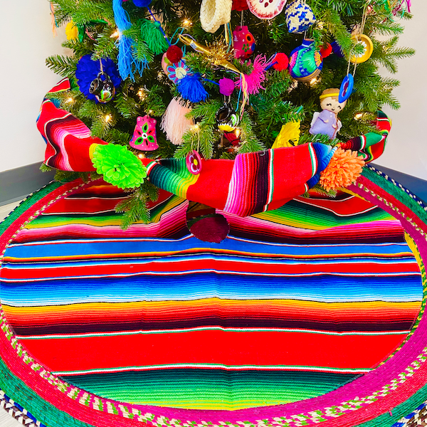 Falda de árbol de Navidad de Sarape Mexicano - Sarape Mexicano Colorido