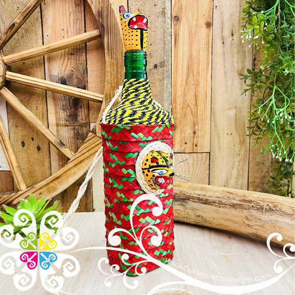 Jaguar Palma Glass Bottle Container - Mexican Home and Kitchen