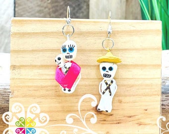 La Familia - Calaverita Clay Earrings - Mexican Earrings - Day of the Dead Earrings