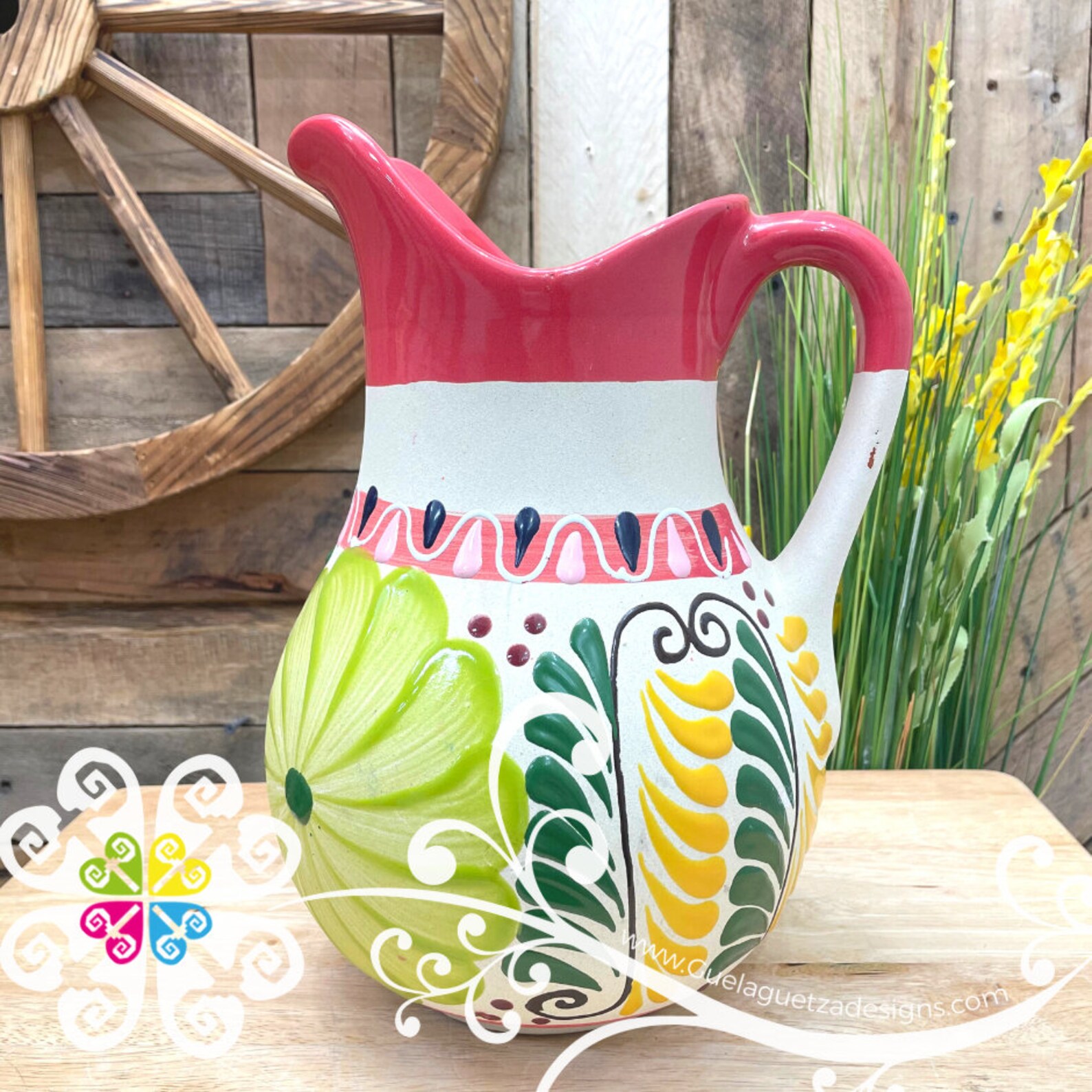 Engobe with Black Espiga Large Pato Clay Pitcher - Jarro de Barro main image 0