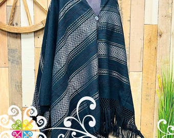 Silk Gaban - Artisan Pedal Loom Gaban - Elegant Mexican Poncho