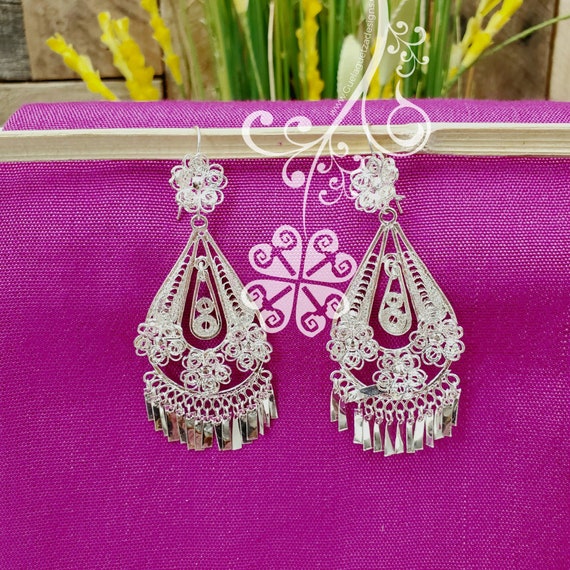 Silver Small Filigrana Mexican Earrings Tehuana Earrings Authentic
