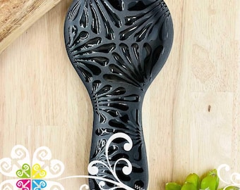 Black Espiga Clay Cucharero - Spoon Holder