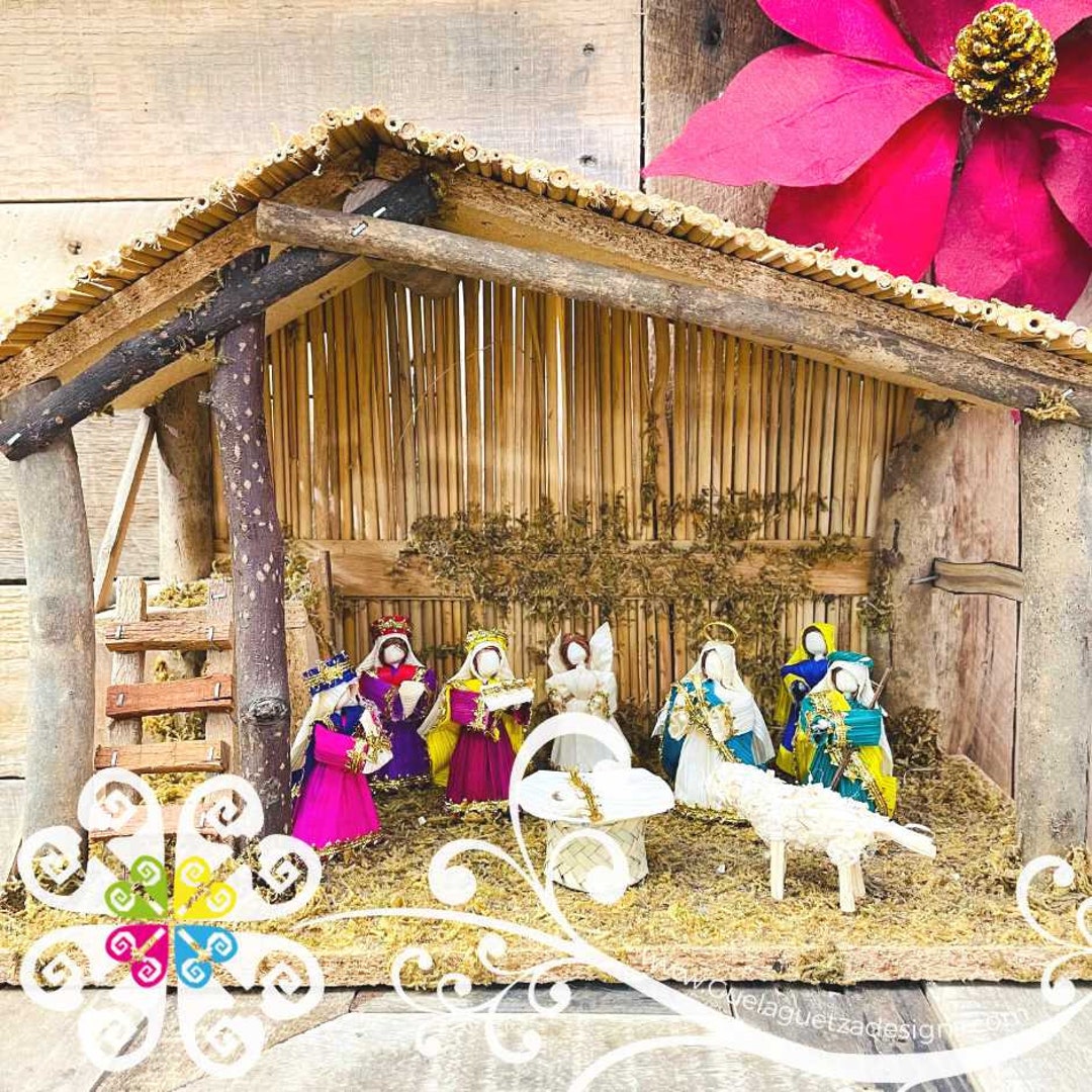 Mini Corn Husk Nativity Set Nacimiento Navideno Mexican Decor Organic