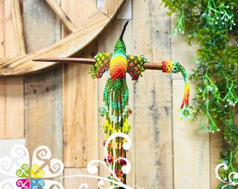Hummingbird Beaded Hair Brooch - Huichol Art - Mexican Hair Accessory
