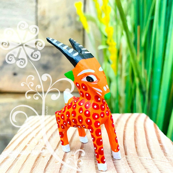 Mini Goat Alebrije - Handmade Wood Figure - Stocking Gift - Unique Gift - Mexican Alebrije