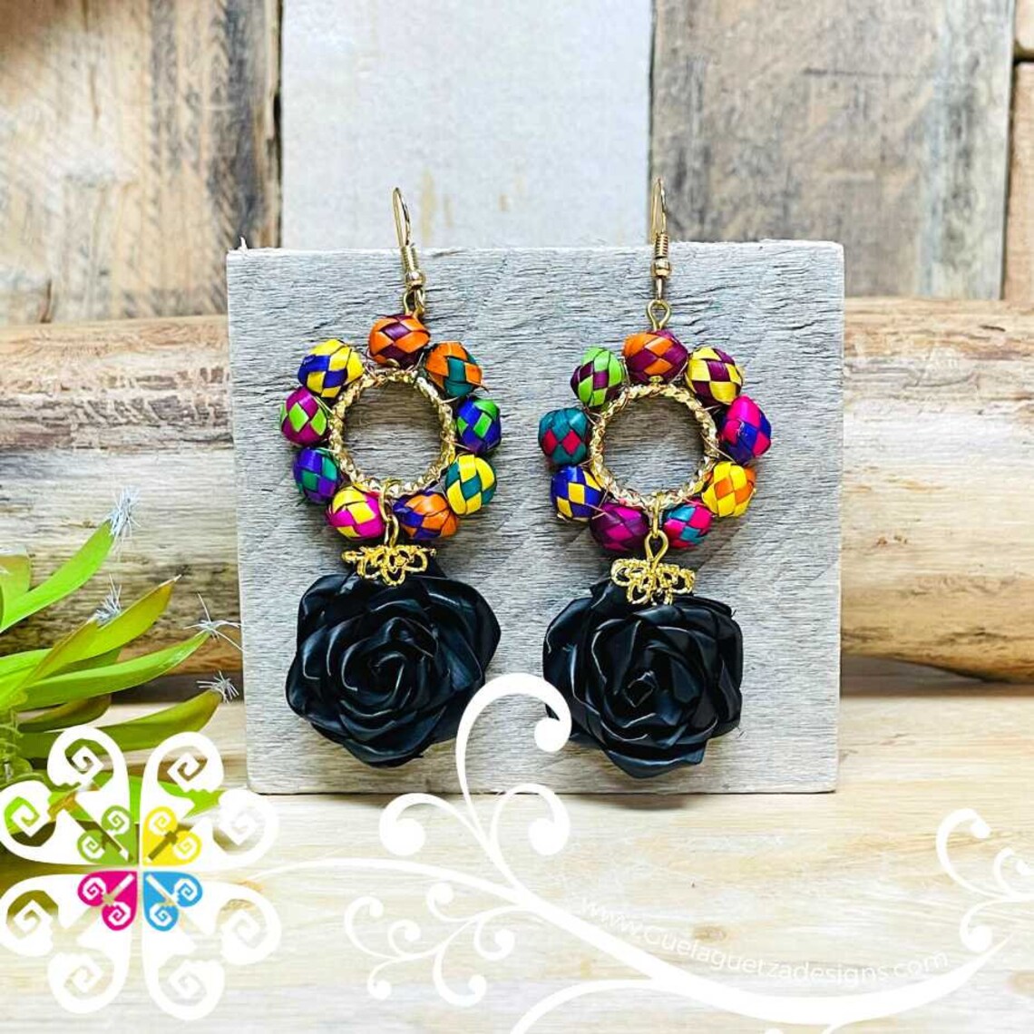 Medallion Rose Corn Husk Earrings Unique Handmade Earrings Etsy