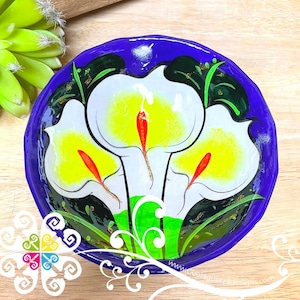 Purple Guerrero Hand Painted Salsa Bowl - Salcero De Barro - Mexican Bowl