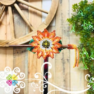 Daisy Beaded Hair Brooch - Huichol Art - Mexican Hair Accessory