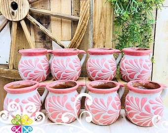 Set of Pink Espiga Clay Mugs - Set Taza Barro