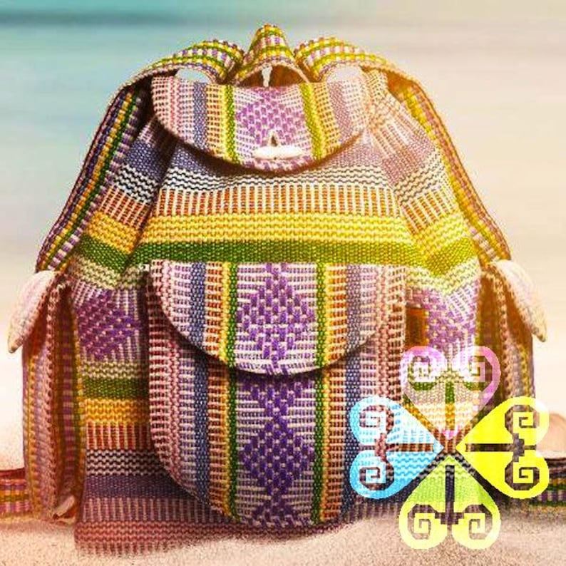 Large Boho Backpack with 3 Pockets - - Mochila Escolar