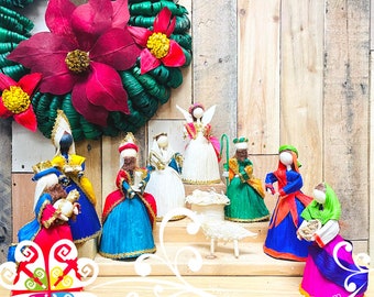 Petite crèche de Noël en épis de maïs - Nacimiento Navideno - Décoration mexicaine - Crèche de Noël bio