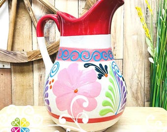 Oval Clay Pitcher - Jarro Barro Mexicano - Authentic Mexican