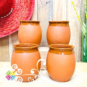 Set of 4 Mexican Clay Cantaritos - Mexican Cup - Handmade Cup - Cantarito