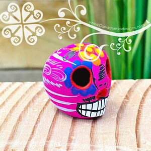 Mini Hand Painted Multicolor Sugar Skull  - Calaverita Guerrero