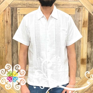 White Short Sleeve Guayabera - Linen Guayabera - Mexican Guayabera