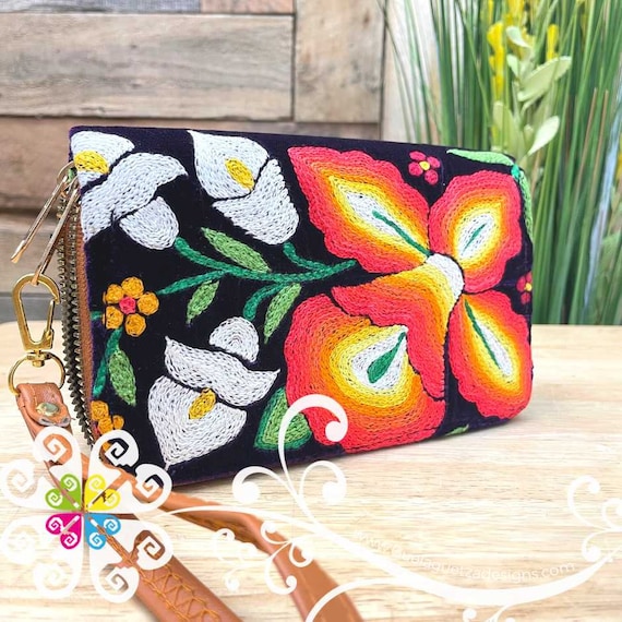 Medium Tehuana Embroider Wallet Cartera Artesanal Bordada Mexican Wallet Etsy Canada